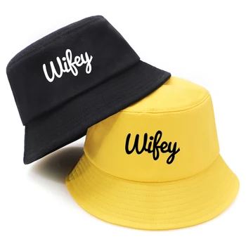 Wifey Udskrivning Sammenklappelig Spand Hat Mandlige Hovedbeklædning Fisker Hatte Kvindelige 2020 Hip Hop Beach Sun Caps Afslappede Bløde Bob Chapeau