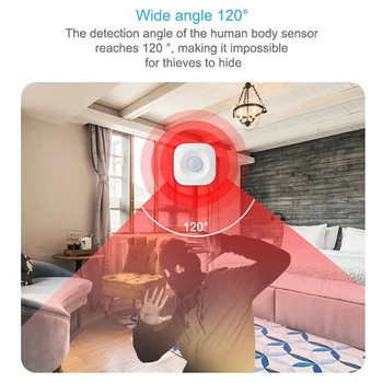 Wifi Motion Sensor Menneskelige Krop, Bevægelse Sensor Smart Wireless 2.4 Ghz 120 Grader PIR-bevægelsesdetektor til hjemmekontoret