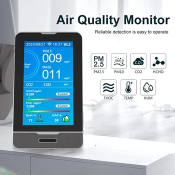 WIFI PM2.5 PM1.0 PM10 Temperatur Luftfugtighed luftkvalitet Skærm LED Display ligent CO2 HCHO TOVC Gas Detektor