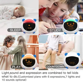 WiFi Smart Kids' Alarm Sleep Træner Ur Lys, Lyd Udtryk Smart Liv Tuya App Voice Kontrol med Alexa, Google Startside