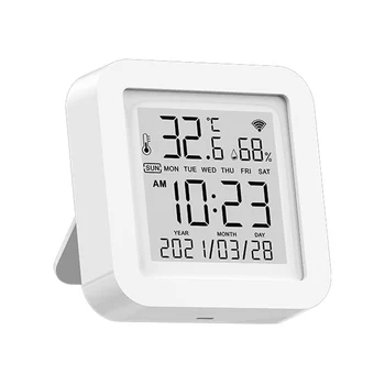 WIFI Temperatur og Luftfugtighed Sensor med Kalender Digital Indendørs Termometer Hygrometer Værelses Hygrothermograph Termo-Hygrometer