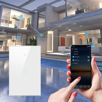 Wifi Væggen Touch Skifte EU-Ingen Neutral Ledning, der Kræves Smart Light Switch 1 2 3 4Gang Tuya Smart Home Støtte Alexa Google Startside