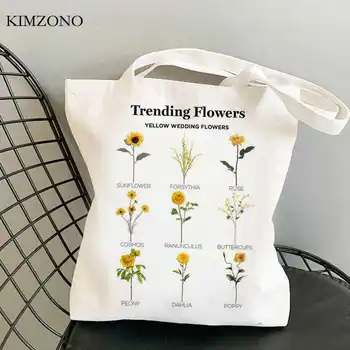 Wildflower shopping taske shopping øko bomuld lærred taske reciclaje stof sacolas