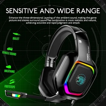 Wired Gaming Hovedtelefoner Dyb Bas Stereo Gamer Headset med Mic for PS4 Nye Bærbare PC Gamer