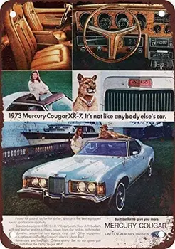 Wisesign Metal Tegn Wall Decor Nyhed Tin Tegn 1973 Mercury Cougar XR7 Vintage Look Reproduktion 7X10 Cm