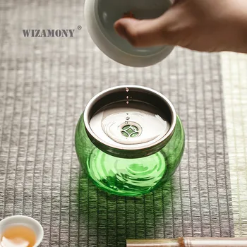 WIZAMONY Krystal Glas Jianshui Kung Fu Te Te-Ceremoni Tilbehør Te Bassin Te Bassin Cup Vask med Låg Filter