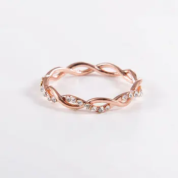 Woozu Nye Guld Guld Sølv Farve Zircon Twist Geometriske Ring Mode Dame Luksus-Udskæring Design Wedding Party Ring Gave