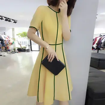 WTIANYUW M-4XL Sommer High End Kvinder Kjoler 2021 Ny koreansk Stil Eddikesyre Satin Patch Høj Talje Slank Plus Size Kvinde, er Kjole