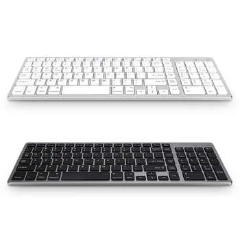 X7AA Bluetooth-Tastatur 102 Taster Genopladelige Trådløse Bluetooth-Tastatur med numerisk tastatur til Bærbar computer, Tablet, Mobiltelefon