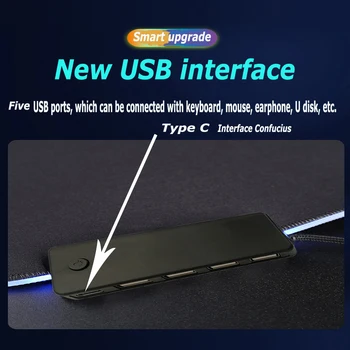 XGZ Tilpassede RGB-Sort-Baggrundsbelyst musemåtte USB-Hub musemåtte Fire USB-Dockingstation Typec Interface Multi-interface musemåtte