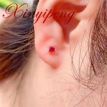Xin Yipeng Fine Gemstone Smykker Real 18K Rosa Guld Indlagt Naturlige Ruby Øreringe Valentine ' s Day Gave til Kvinder