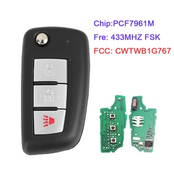 XNRKEY CWTWB1G767 3BTN Fjern Flip Bil Key Fob For Nissan Rogue - Med PCF7961M Chip TWB1G767 28268-4CB1A