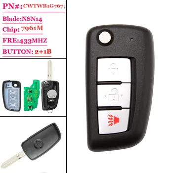 XNRKEY CWTWB1G767 3BTN Fjern Flip Bil Key Fob For Nissan Rogue - Med PCF7961M Chip TWB1G767 28268-4CB1A