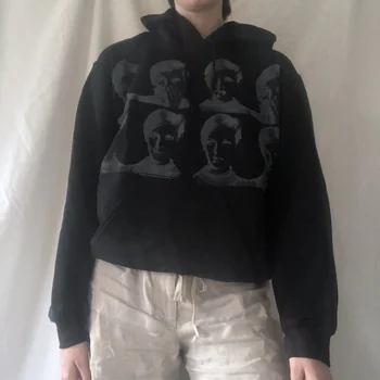 Y2K Kvinder Hooded Sweater Voksne Portræt Udskrive Lange Ærmer Pullover med Snøre, Lomme til Shopping, Dating Ferie Kontor