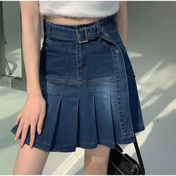 Y2k Lav Stigning Mini Plisserede Nederdele om Sommeren Street Indie Æstetiske Wrap Bælte A-linje Skort Kvinder koreansk Mode Flæser Kort Nederdel