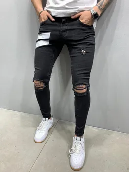 Ybaby Høj kvalitet mænds hip hop mode stretch jeans trykt jeans mænd ' s nye hip hop jeans, jeans til mænd
