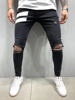 Ybaby Høj kvalitet mænds hip hop mode stretch jeans trykt jeans mænd ' s nye hip hop jeans, jeans til mænd