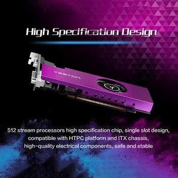 Yeston RX550-4G D5 LP Grafikkort Radeon Chill 4GB GDDR5 Hukommelse 128 bit 6000MHz HD HDMI-kompatible DVI-D-GPU Grafikkort
