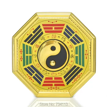 Yin og Yang Bagua Spejl åbne letmetal univers zodiac Tai Chi Feng Shui Bagua kort over byen hus til at afværge det onde vedhæng