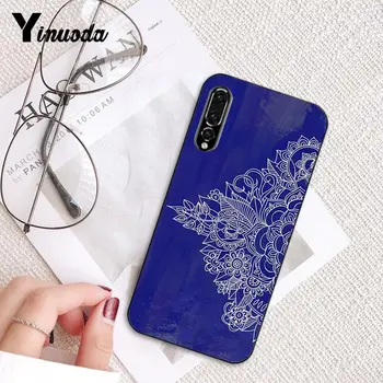Yinuoda Blå totem mandala blomst Silikone Sort Telefon Tilfældet for Huawei P10 Plus Mate10 Mate20 Pro 10Lite P20 Pro Honor10 View10