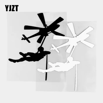 YJZT 15.5 X 12CM Cool Luftbårne Soldat Bil Mærkat Kreative Vinyl Decal Dekorativt Mønster Sort / Sølv 20C-0381