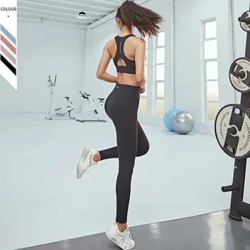 Yoga To-delt Sæt Sportstøj Ultra-høj Elastisk Let Stof Fitness Workout Tøj Passer til Kvinder