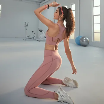 Yoga To-delt Sæt Sportstøj Ultra-høj Elastisk Let Stof Fitness Workout Tøj Passer til Kvinder