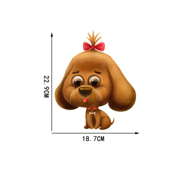 YOJA 18.7 X 22,9 CM Søde Tegneserie Hund Med Bue børneværelse Wall Stickers Toilet WC Dekoration T1-3000