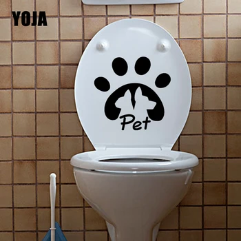 YOJA 22.8X22CM Kat Og Hund dyrespor Wall Stickers Toilet Decal Soveværelse Home Decor T5-1532