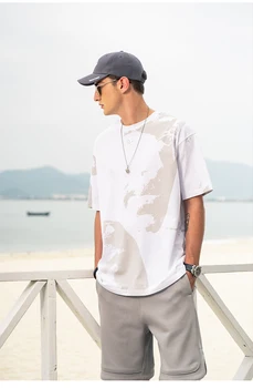 YTX1871 2021 nye mode brand kreative personlighed løs skulder, kort-langærmet T-shirt til mænd