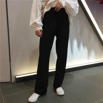 YTX586 2021 foråret og sommeren ny koreansk stil med høj talje casual bukser drapere wide-ben bukser