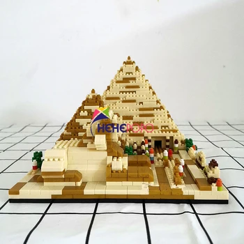 YZ059 Pyramiden Blok Verden Berømte Arkitektur Pyramids Egypten Guld Tower Model Mini Diamant Blokke Bygning Toy Ingen Box