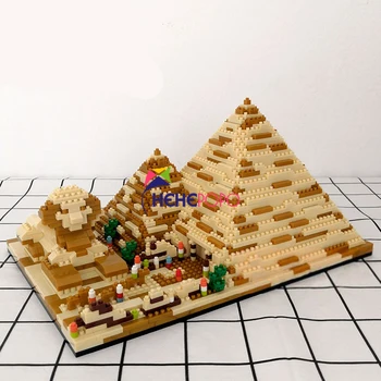 YZ059 Pyramiden Blok Verden Berømte Arkitektur Pyramids Egypten Guld Tower Model Mini Diamant Blokke Bygning Toy Ingen Box