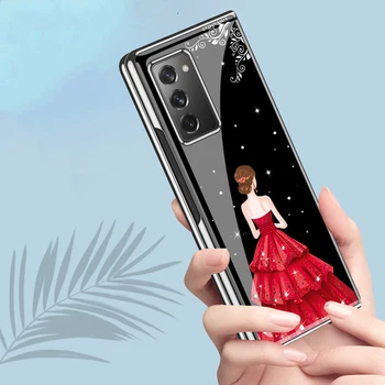 Z-Fold 2 Funda taske til Samsung Galaxy Z-Fold 2 Fair Lady Mønster Coque Plating Hærdet Glas Telefonen Tilfælde Dække Z-Fold 2 Capa