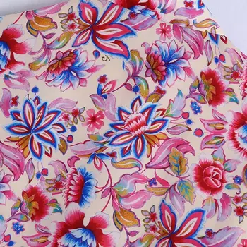 Za 2021 foråret Kvinder Tidevandet Trykt Retro Bluser Paisley Enkelt breasted vintage Blomst top Dame revers elegance blomstret skjorte