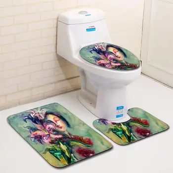 Zeegle 3stk bademåtte Sæt Absorberende Toilet Piedestal Tæppe Anti Slip Badeværelse Dørmåtte Brusebad Mat Afvaskelige Blød Flannel Toilet-Sæt