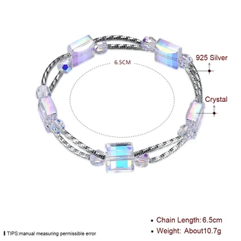 ZEMIOR armbånd Armbånd Til Kvinder 925 Sterling Sølv Geometriske Pladsen Østrig Crystal Charms og vedhæng Til Armbånd Fine Smykker