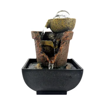 Zen Håndværk Desktop Vand Springvand Beroligende Indendørs 3 Lag Vandfald Hjem Dekoration Dykpumpe Bærbare Kontor Ornament