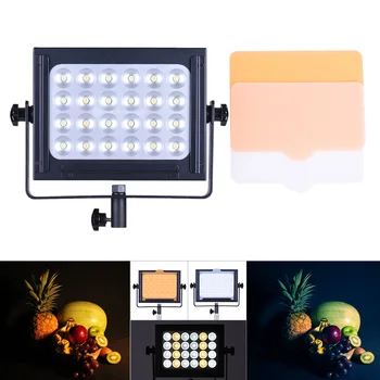 ZF-5000 24 LED Video Lys Dæmpes DSLR-Kamera, Videokamera-Panel Lys w/ Hvid Orange Filter High Power Ultra Lyse