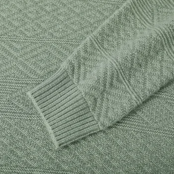 Zocept Høj Kvalitet i Ren Uld Vinter Tykke Mænd Sweater Strikket ensfarvet O-Neck Argyle Mønster Business Casual Pullover