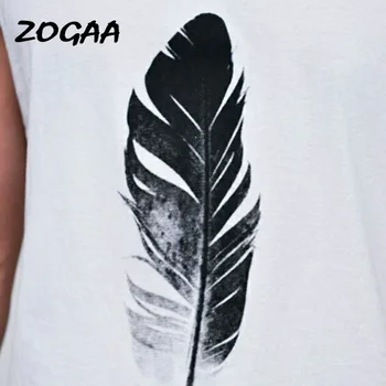 ZOGAA 2021 Nye Mænd er Sommer Solid Farve Sort Og Hvid Eksplosion Stil Fjer Print Mønster uden Ærmer Vest