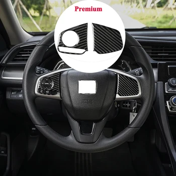Ægte Carbon Fiber Bil Interiør, Rat-Knappen for at Skifte Logo Emblem Panel Dækker Trim Dekoration til Honda Civic 10 16-2019