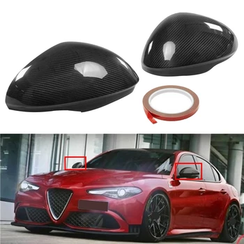 Ægte Carbon Fiber bildøren Side Spejl Cover bakspejlet Dækning for Alfa Romeo Giulia Quadrifoglio 2017-2021