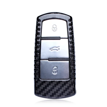 Ægte Carbon Fiber Ekstern Shell Key Dække Sagen For 2009-2012 CC Passat B6 Bilen Nøglering Keybag Beklædning Trim Moulding Fob