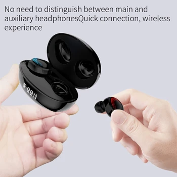 Ægte Trådløs Bluetooth-Hovedtelefoner, Øretelefoner Touch Kontrol med Trådløs Opladning Tilfælde Vise Hovedtelefoner Indbygget Mikrofon