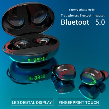 Ægte Trådløs Bluetooth-Hovedtelefoner, Øretelefoner Touch Kontrol med Trådløs Opladning Tilfælde Vise Hovedtelefoner Indbygget Mikrofon