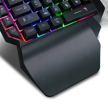 Én-Hånds-Baggrundsbelyst Spil Tastatur, 39-knap Venstre-Hånds Mini Mobile Spil Eksterne Gaming Tastatur med USB Vejrtrækning Lys