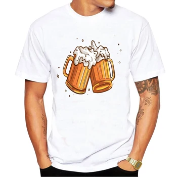 Øl udskrivning udskrivning Sommer T-Shirt Mænd Toppe Tee Nyhed Mænd Kort Ærme Crewneck t-Shirts Herre T-Shirts