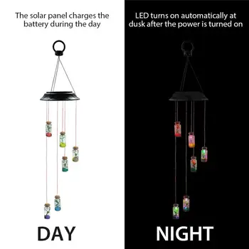 Ønsker Flaske LED Solar Wind Chime Lys Gardent Hængende Farve Lampe Udendørs Terrasse Gårdhave Dekoration Lampe